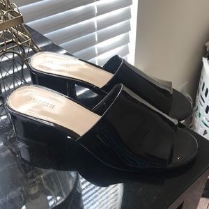 Black Patent Leather Slides